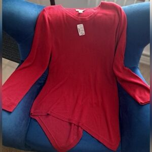 CJ Banks Poppy Red Tunic Sweater 14W / 14 ,  Brand New W/Tags